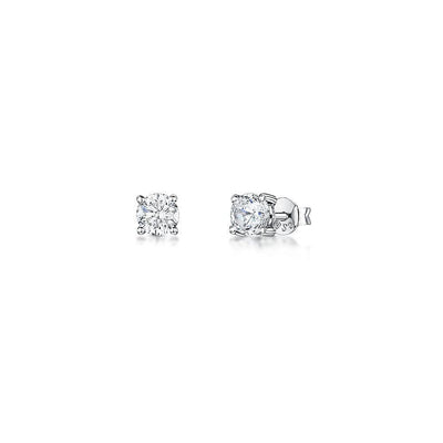 Four Claw Classic Solitaire Stud Earrings- Sterling Silver - Rococo Jewellery