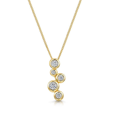 5 Stone Bubbles Pendant Necklace - Yellow Gold - Rococo Jewellery