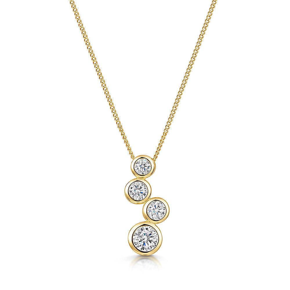 Four Stone Gold Bubble Drop Pendant With Cubic Zirconia - Rococo Jewellery