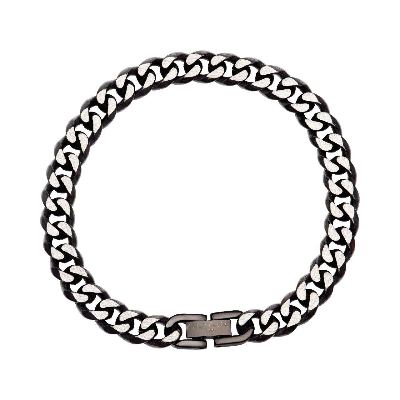 Unique & Co Black Stainless Steel Curb Chain Bracelet - Rococo Jewellery
