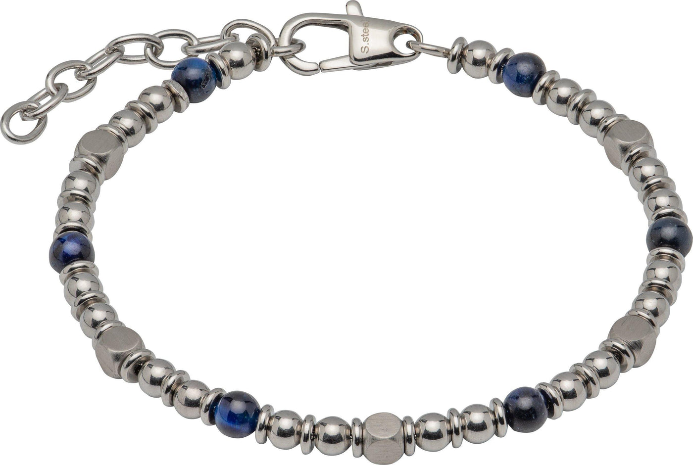 Unique & Co Lapis & Stainless Steel Beads Bracelet - Rococo Jewellery