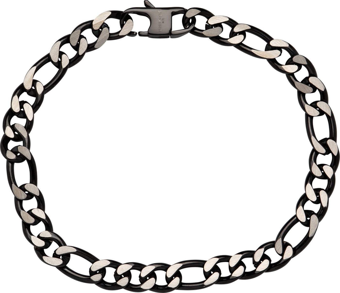 Unique & Co Polished Black IP Plating Stainless Steel Figaro Bracelet - Rococo Jewellery