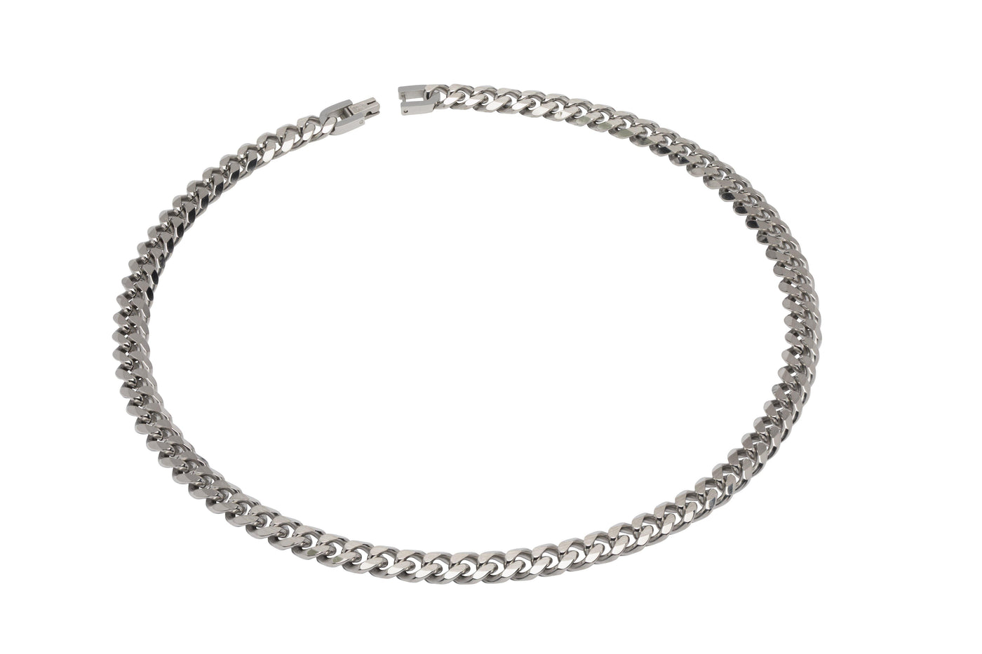 Unique & Co Stainless Steel Matt and Polished Curb Necklace - Rococo Jewellery