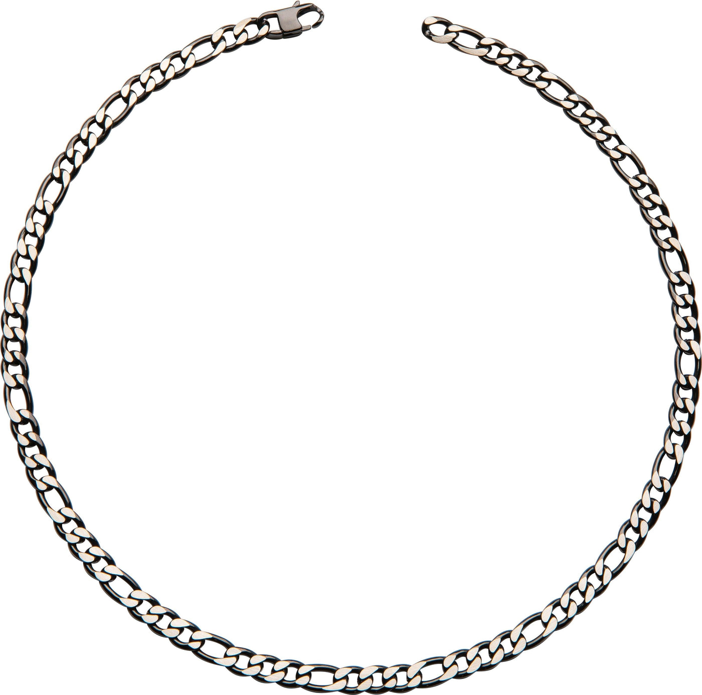 Unique & Co Polished Black IP Plating Stainless Steel Figaro Necklace - Rococo Jewellery