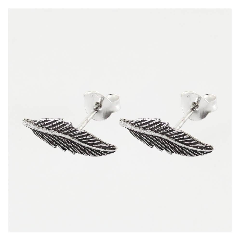 Kingsley Ryan Sterling Silver Feather Stud Earrings - Rococo Jewellery