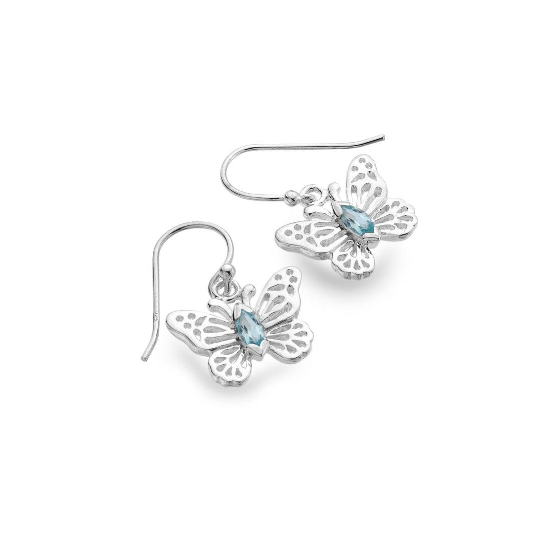 Sea Gems Mariposa Butterfly Earrings with Blue Topaz - Rococo Jewellery