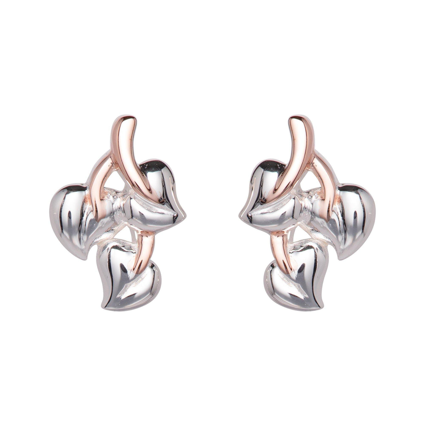 Unique & Co Rose Gold & Sterling Silver Tree of Life Leaf Stud Earrings - Rococo Jewellery