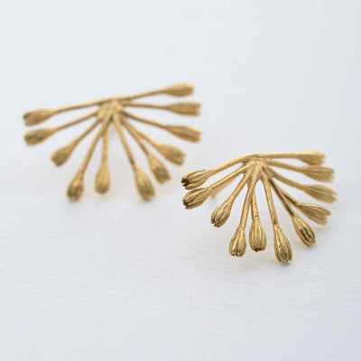 Alex Monroe Fanned Seed Pod Gold Plated Studs - Rococo Jewellery