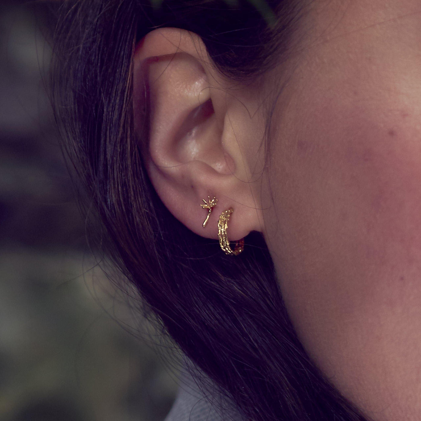 Alex Monroe Nest Structure Mini Hoop Gold Plated Earrings - Rococo Jewellery