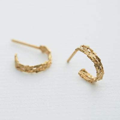 Alex Monroe Nest Structure Mini Hoop Gold Plated Earrings - Rococo Jewellery