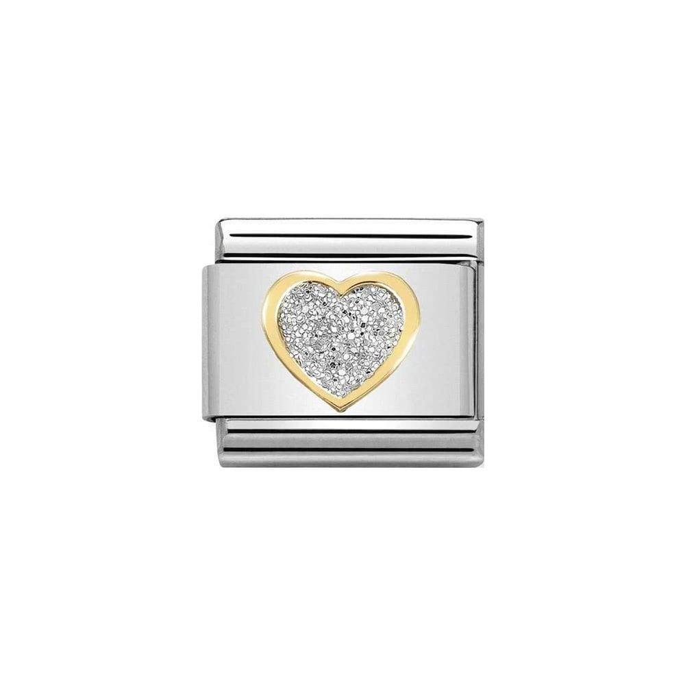 Nomination Classic 18ct Gold & Silver Glitter Heart - Rococo Jewellery
