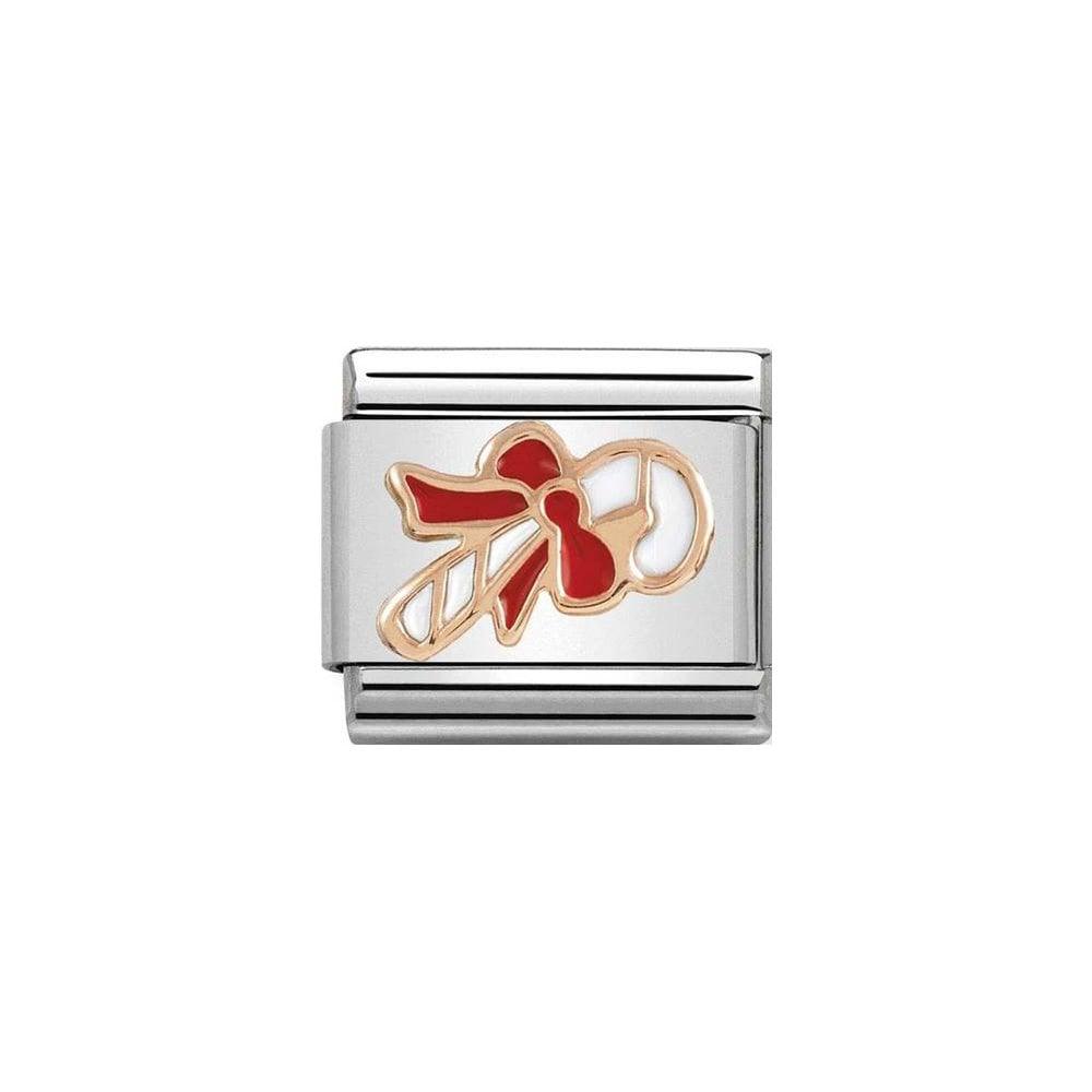 Nomination Classic Rose Gold & Red Candy Cane Charm - Rococo Jewellery