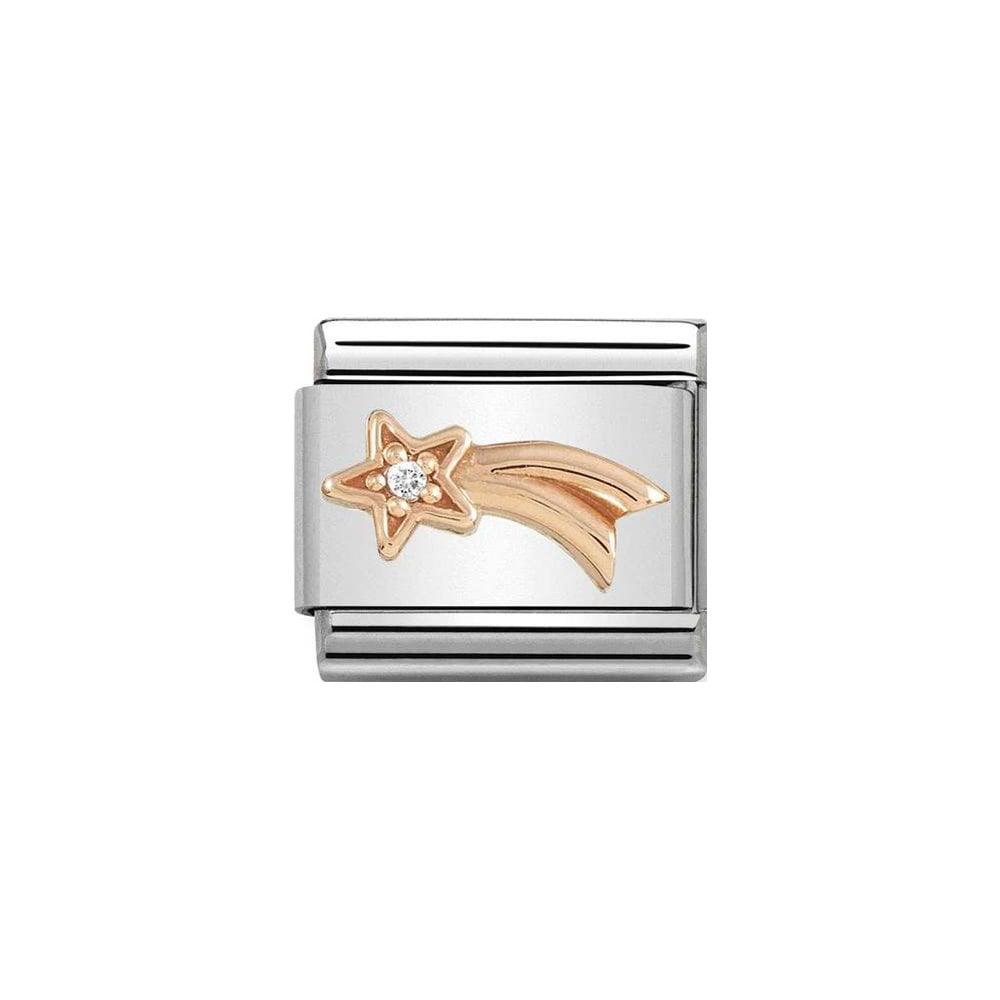 Nomination Classic Rose Gold & White CZ Shooting Star Charm - Rococo Jewellery