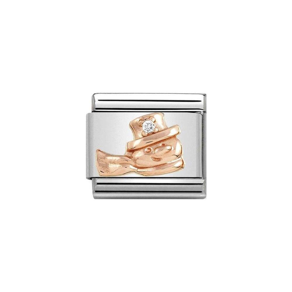 Nomination Classic Rose Gold & White CZ Snowman Charm - Rococo Jewellery