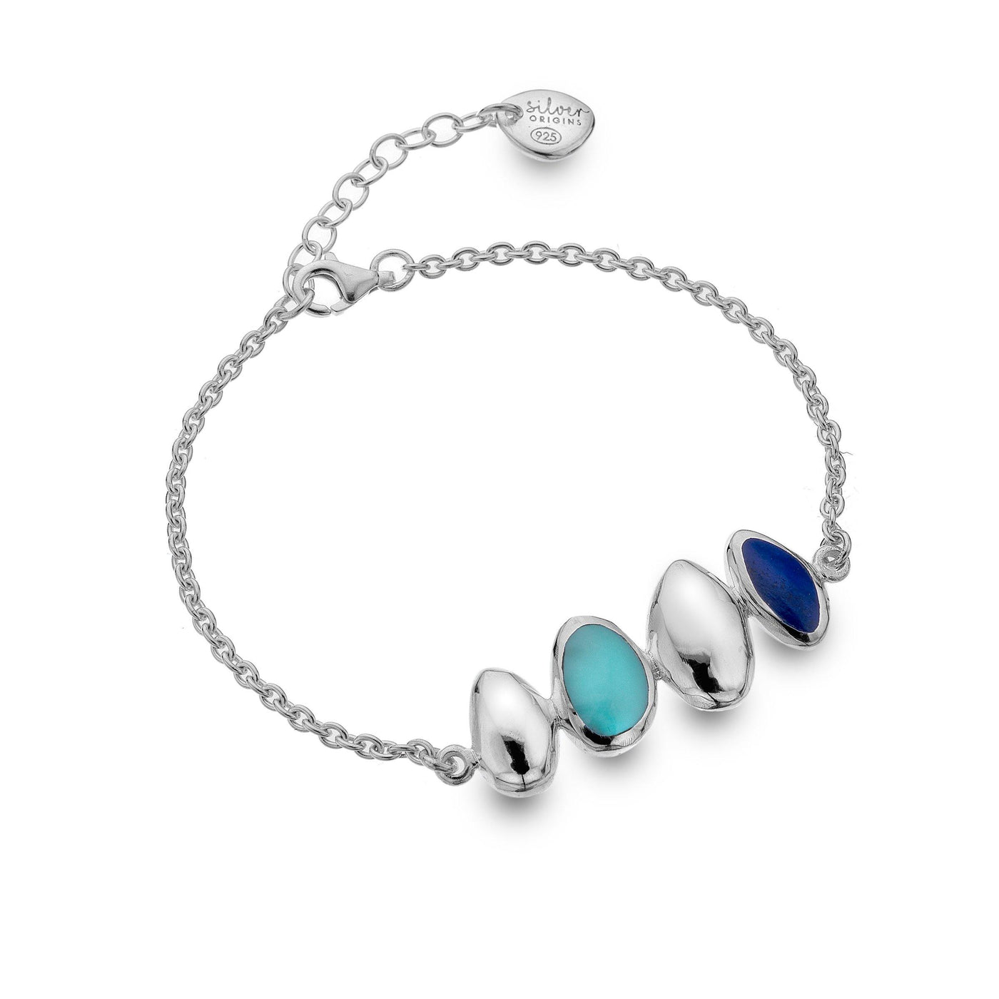 Sea Gems Turquoise and Lapis Pebble Bay Bracelet - Rococo Jewellery