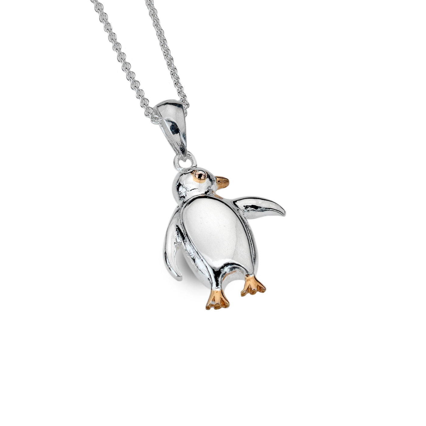 Sea Gems Sterling Silver Penguin Necklace with Rose Gold - Rococo Jewellery