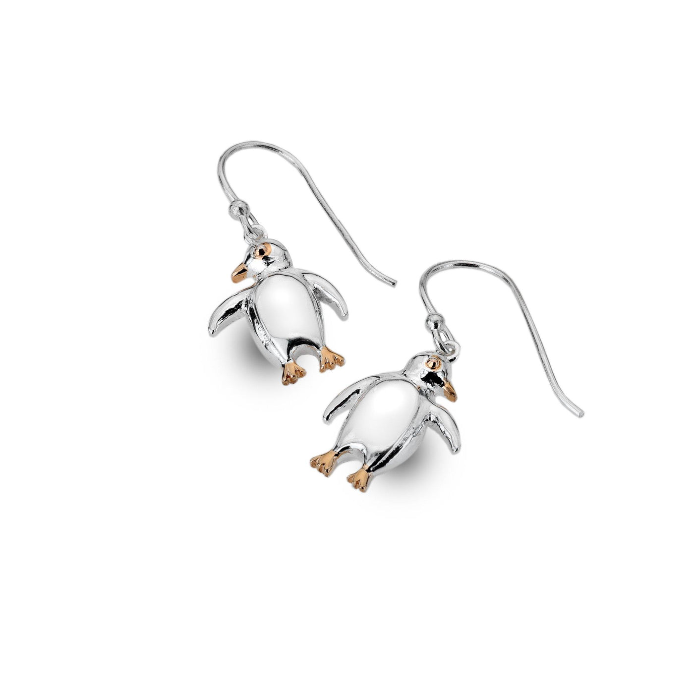 Sea Gems Penguin Drop Earrings with Rose Gold - Rococo Jewellery