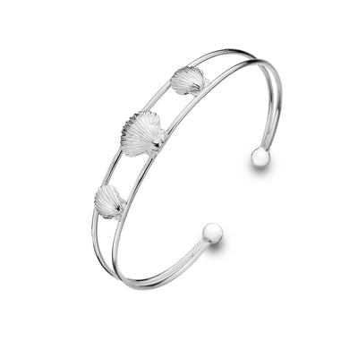 Sea Gems Sterling Silver Scallop Seashell Cuff Bangle - Rococo Jewellery