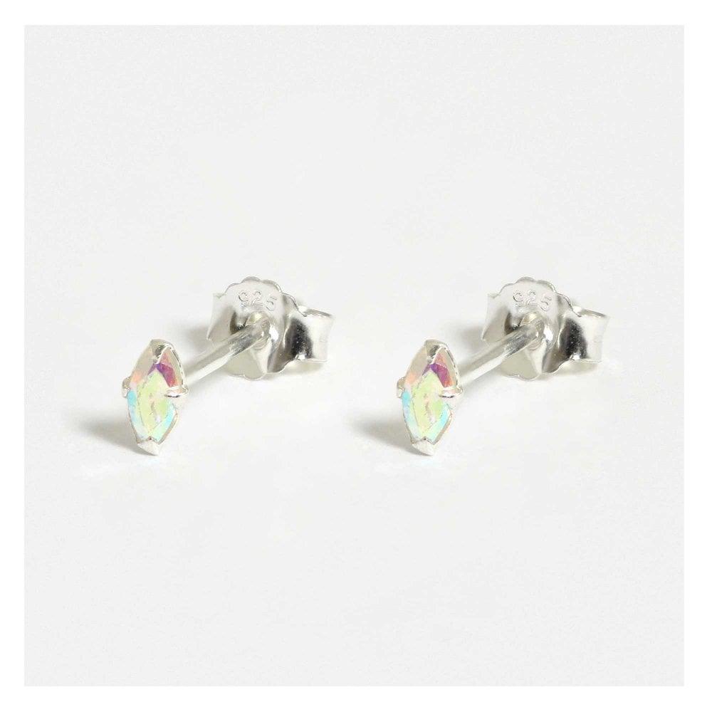 Kingsley Ryan Sterling Silver and Crystal Petal Stud Earrings - Rococo Jewellery