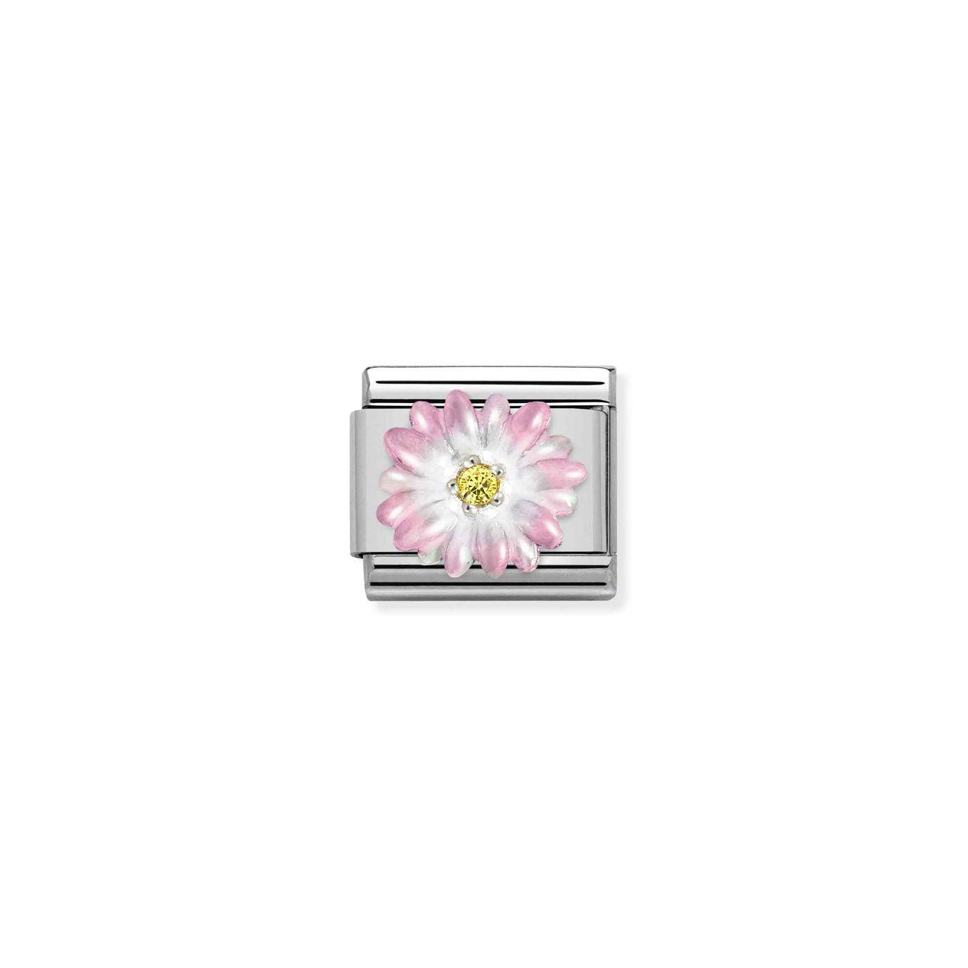 Nomination Classic Pink Flower with Yellow CZ Link - Rococo Jewellery