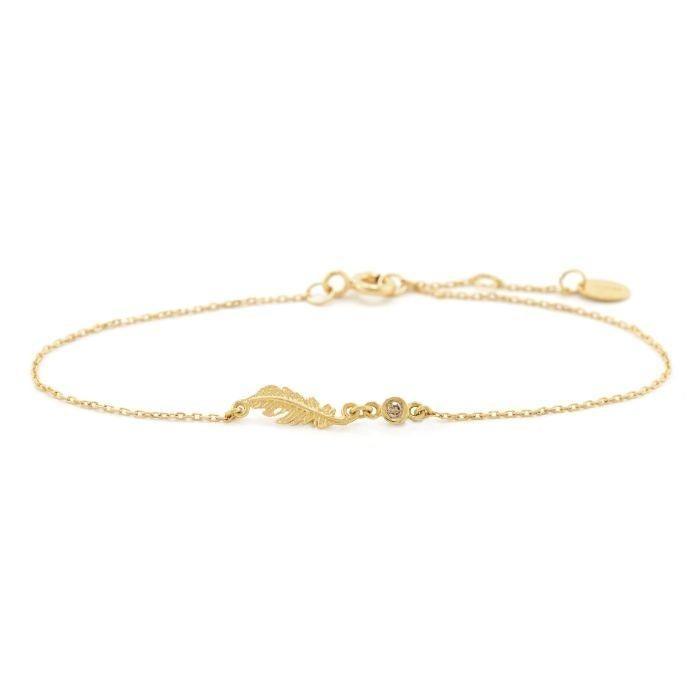 Alex Monroe 18ct Gold Teeny Tiny Plume Champagne Diamond Bracelet - Rococo Jewellery