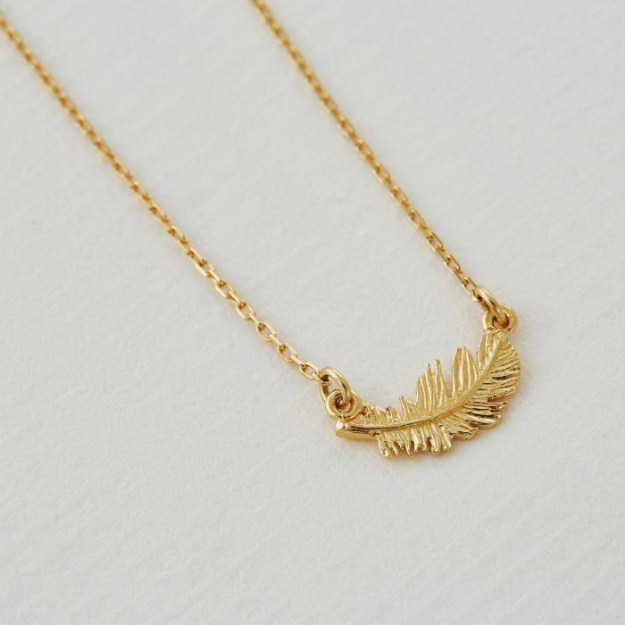 Alex Monroe In-Line Plume Feather Necklace - 18ct Gold - Rococo Jewellery