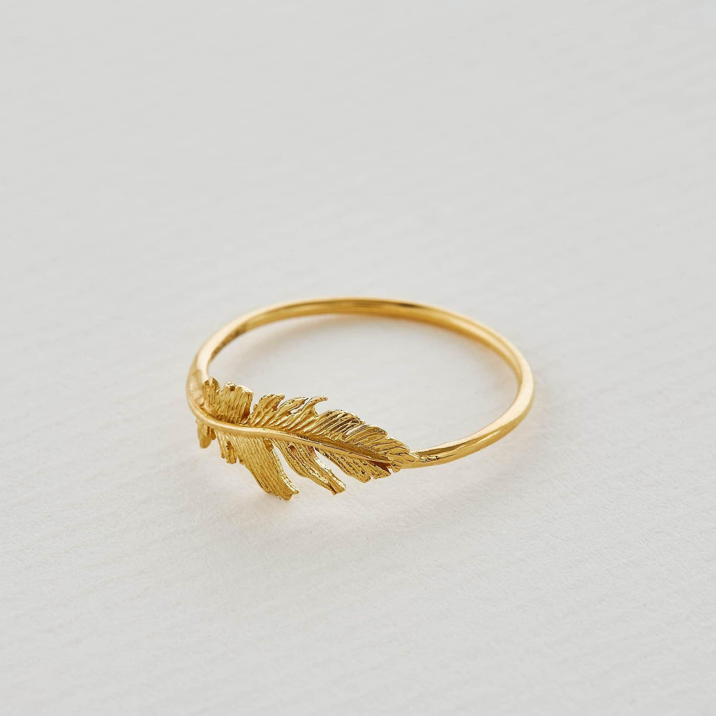 Alex Monroe 18ct Gold Plume Feather Ring - Rococo Jewellery