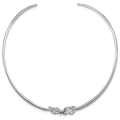 Sterling Silver Double Knot Torque Choker Necklace - Rococo Jewellery