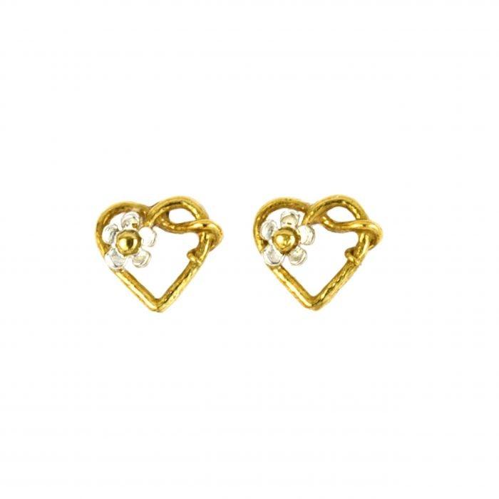 Alex Monroe Posy Heart Stud Earrings - Rococo Jewellery