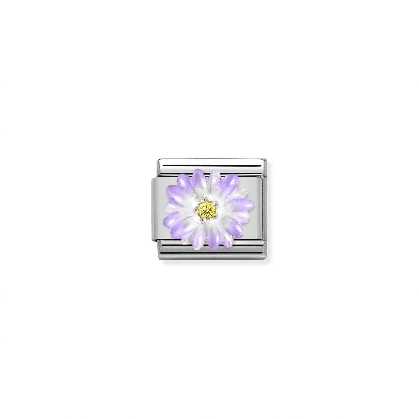 Nomination Classic Purple Flower with Yellow CZ Link - Rococo Jewellery