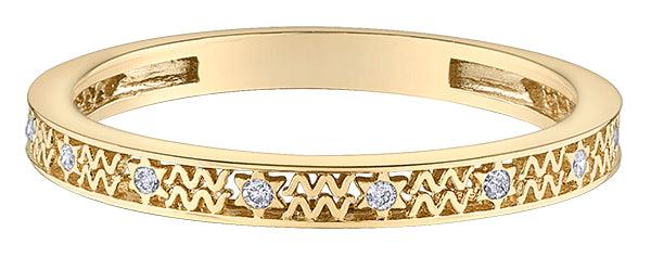 10ct Gold & Diamond Aquarius Zodiac Ring - Rococo Jewellery