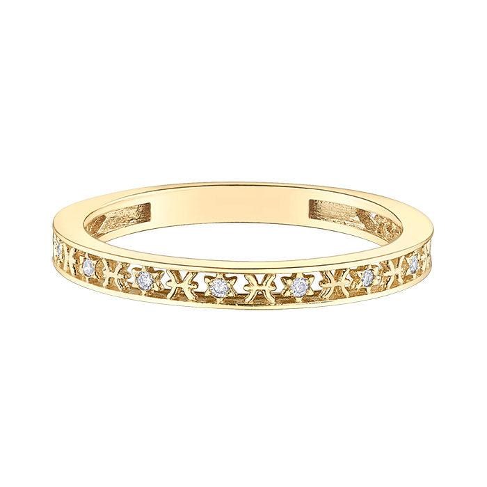 10ct Gold & Diamond Pisces Zodiac Ring - Rococo Jewellery