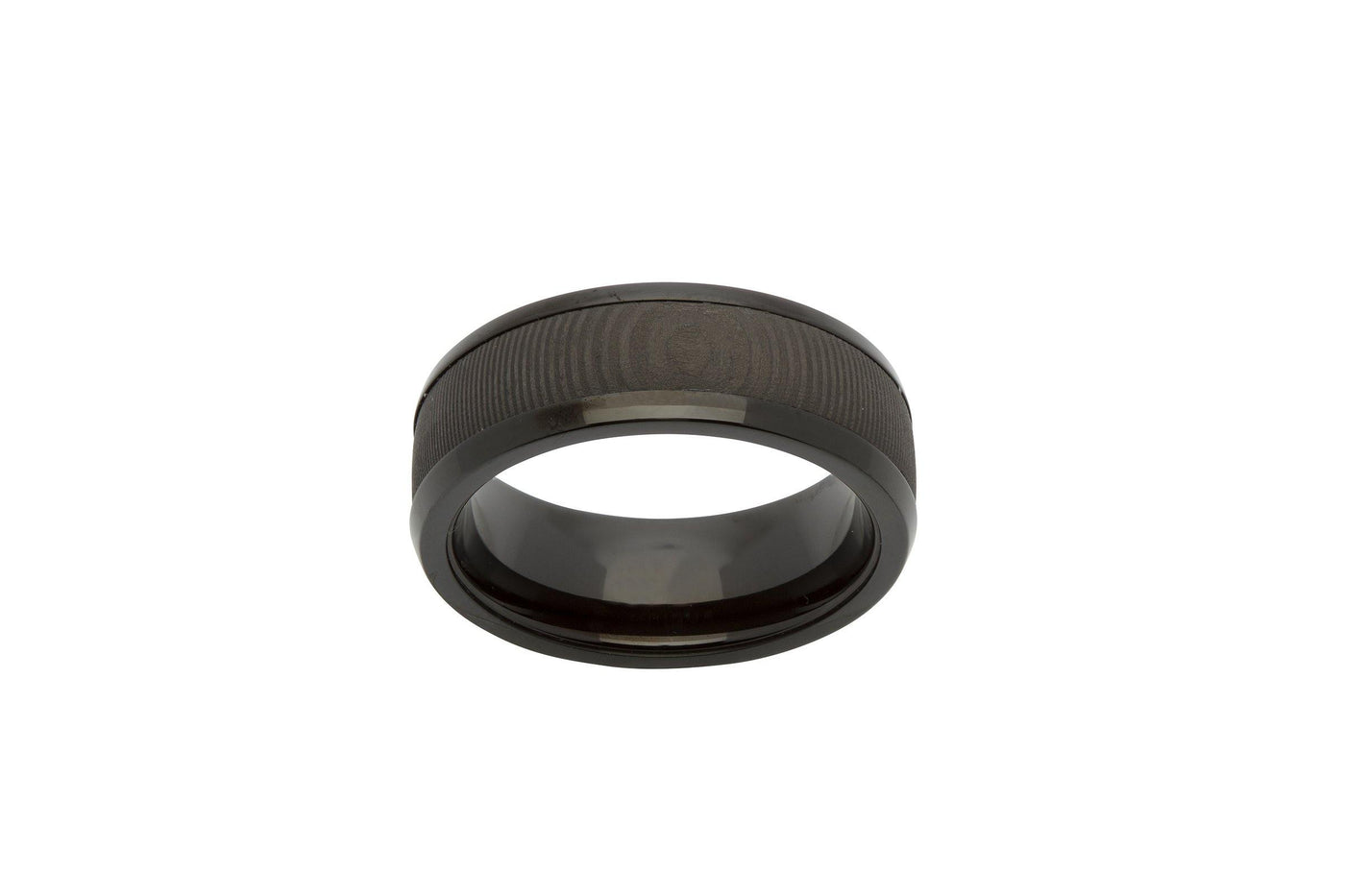Unique & Co Carbon Fibre and Black IP Steel Ring - Rococo Jewellery