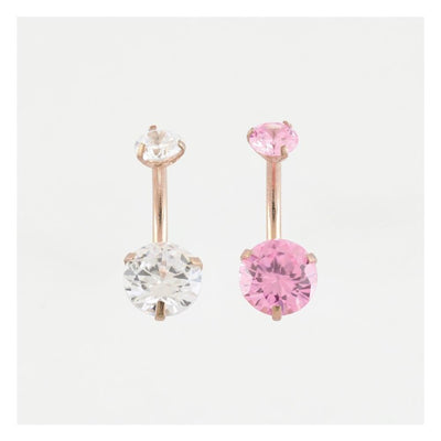 Kingsley Ryan Rose Gold Vermeil Double Gemset Belly Bar - Rococo Jewellery