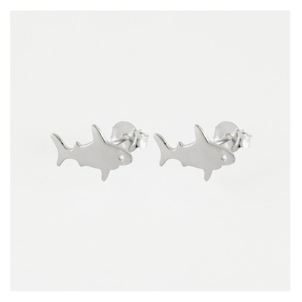 Kingsley Ryan Sterling Silver Shark Stud Earrings - Rococo Jewellery