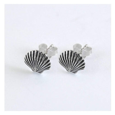 Kingsley Ryan Sterling Silver Sea Shell Stud Earrings - Rococo Jewellery