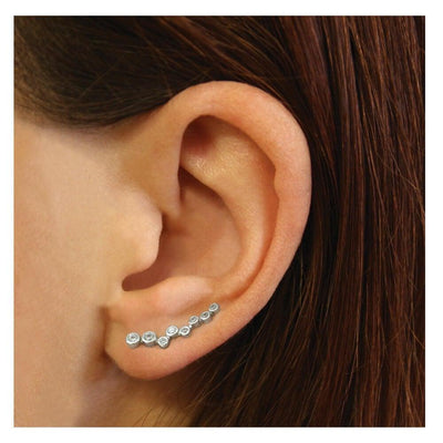 Kingsley Ryan Sterling Silver Cubic Zirconia Ear Climber - Rococo Jewellery