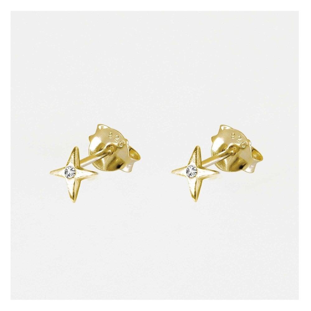 Kingsley Ryan Gold Vermeil Silver 4 Point Gem Star Stud Earrings - Rococo Jewellery