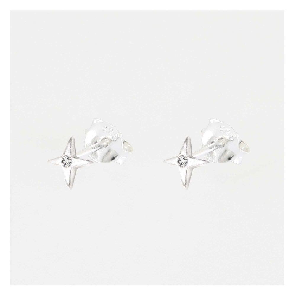 Kingsley Ryan Sterling Silver 4 Point Gem Star Stud Earrings - Rococo Jewellery