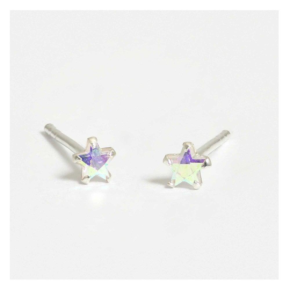 Kingsley Ryan Sterling Silver Crystal Star Stud Earrings - Rococo Jewellery