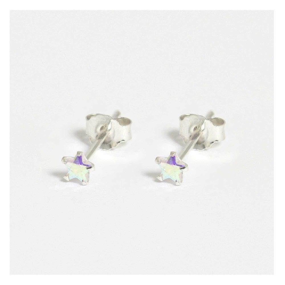 Kingsley Ryan Sterling Silver Crystal Star Stud Earrings - Rococo Jewellery
