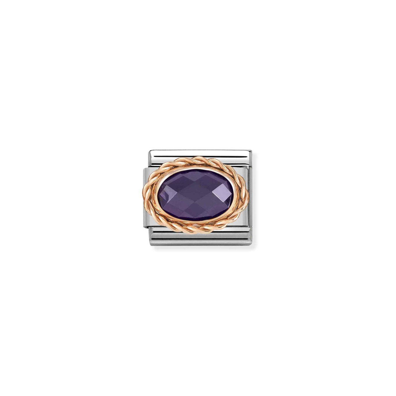 Nomination Rose Gold and Purple Cubic Zirconia Link - Rococo Jewellery