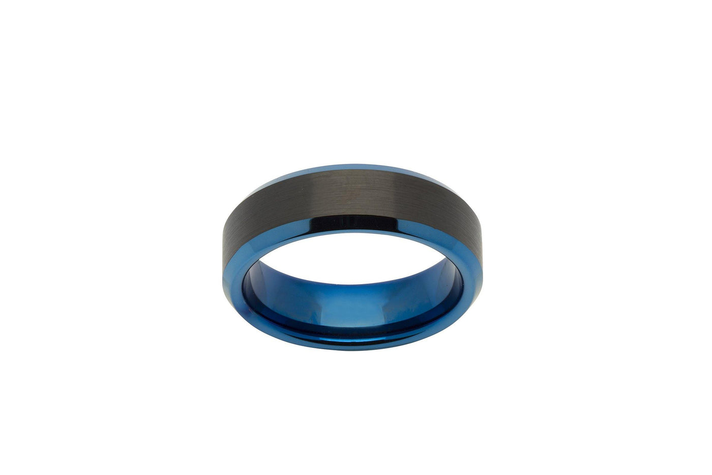 Unique & Co 7mm Tungsten Ring with Blue Black IP - Rococo Jewellery