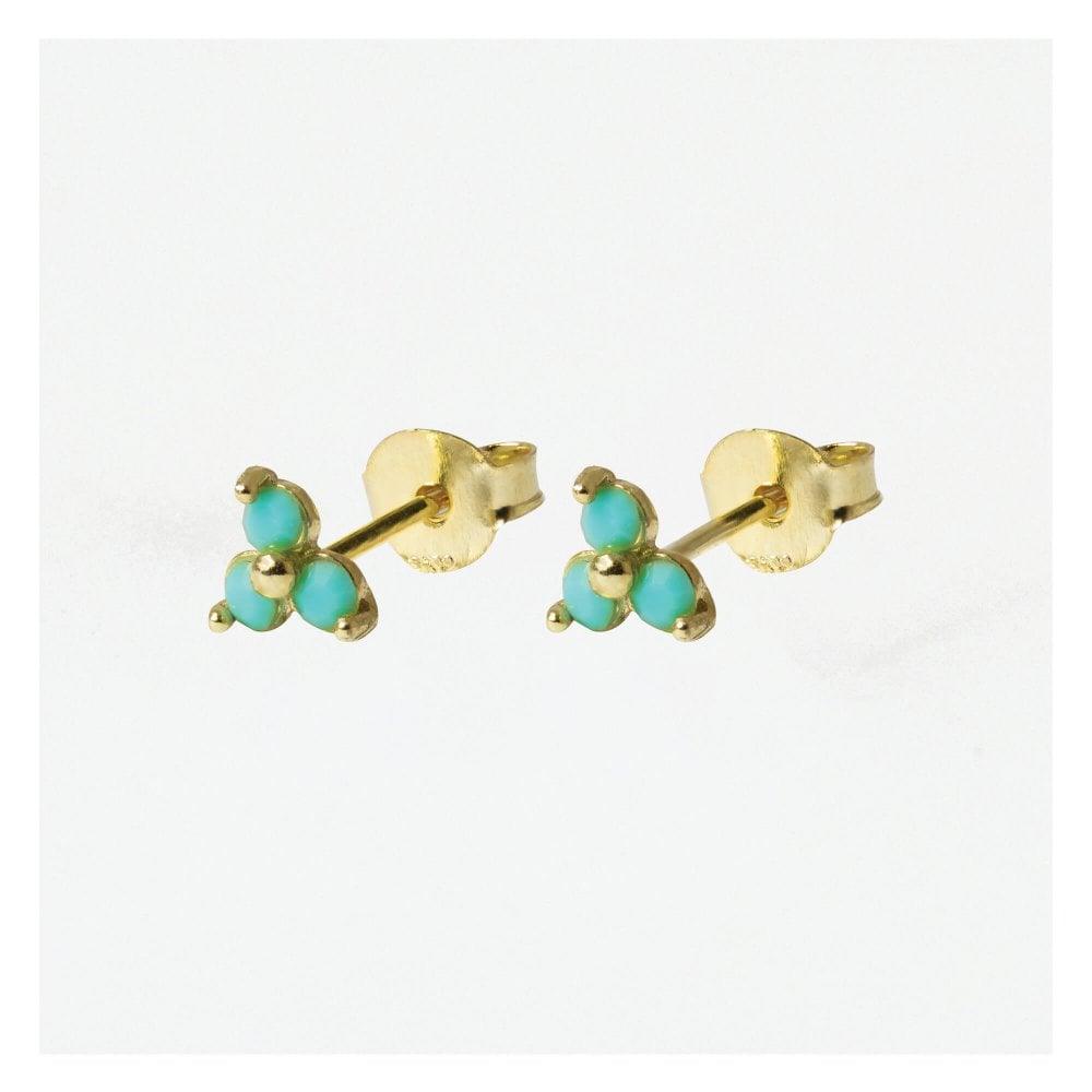 Kingsley Ryan Gold Vermeil Treble Cluster In Turquoise - Rococo Jewellery