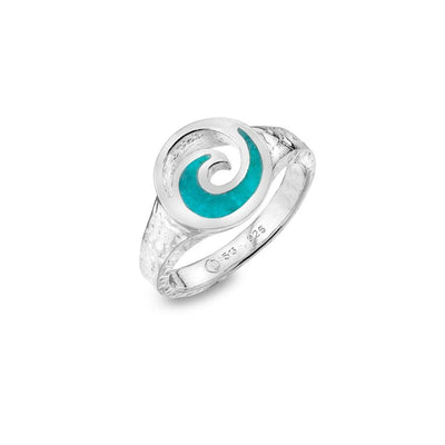 Sea Gems Sterling Silver Turquoise Wave Ring - Rococo Jewellery