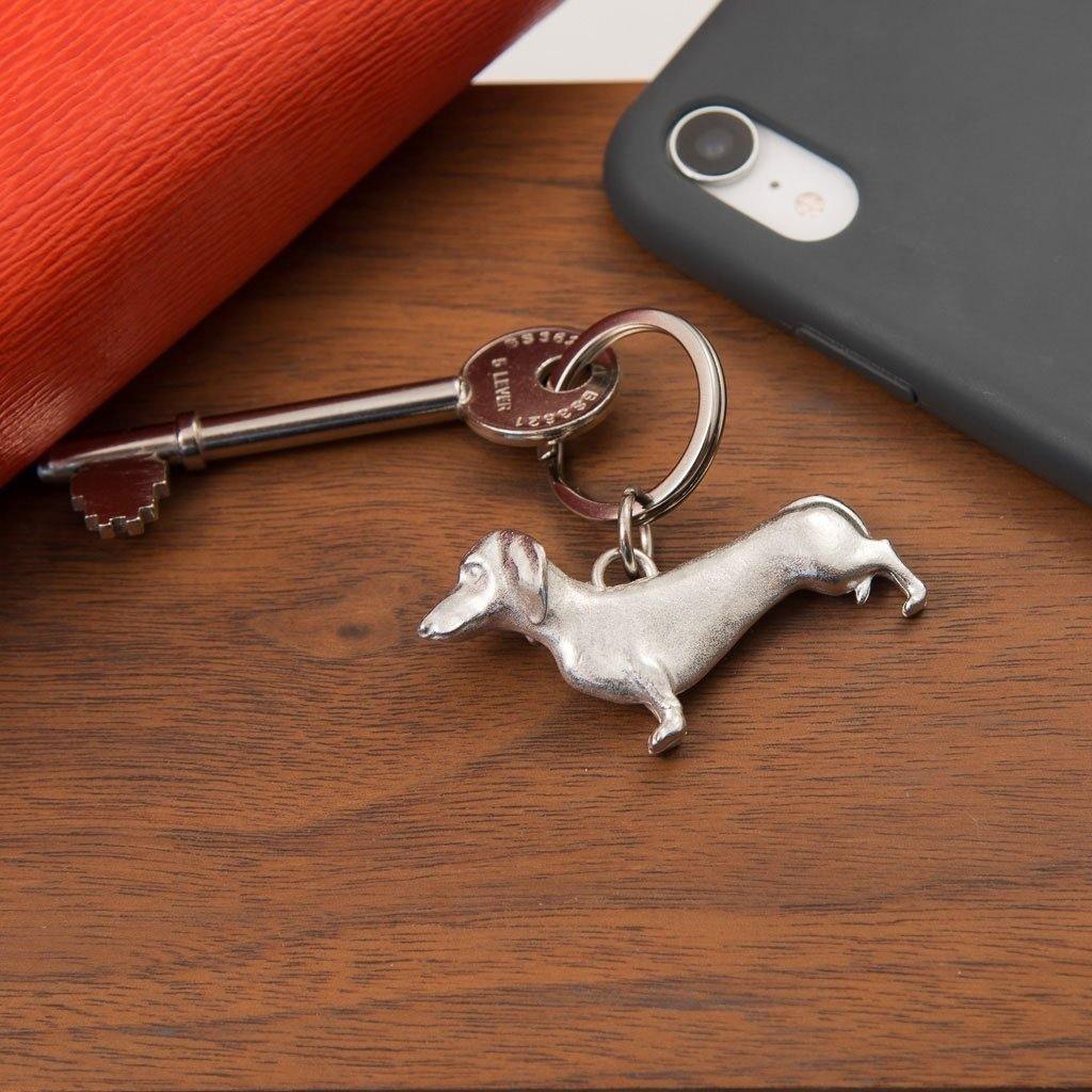 Lancaster & Gibbings Dachshund Key Ring in Pewter - Rococo Jewellery